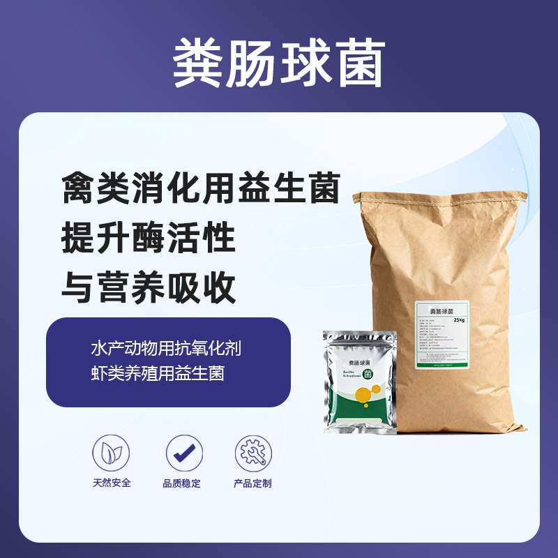 畜禽|水产养殖业饲料生产商添加剂用益生菌：粪肠球菌（20亿CFU/克），提升酶活性与营养吸收